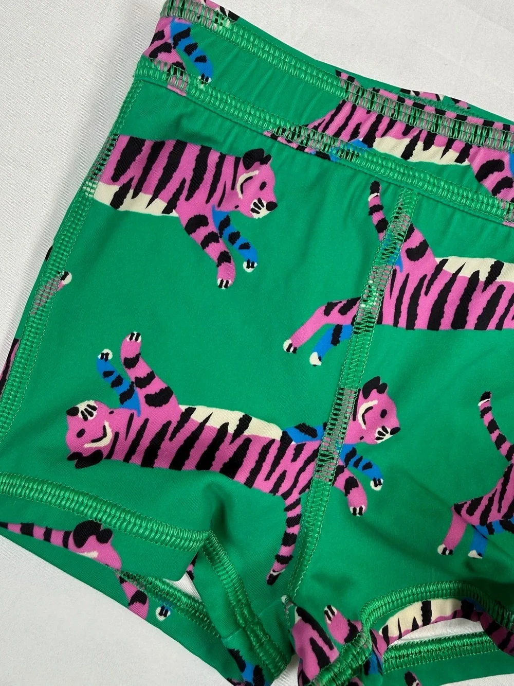 HANNA ANDERSSON Green Pink Tiger Print Swim Trunks 6-12 Months Recycled Nylon